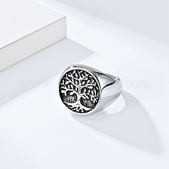 Retro Edelstahl Fingerring mit Lebensbaum&nbsp;FIND-PW0020-06C-AS