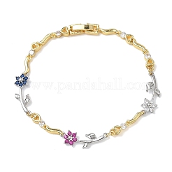 Messing-Gliederkettenarmbänder mit Mikropflaster und Zirkonia für Damen&nbsp;BJEW-C156-04B-03GP