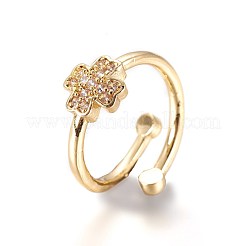 Регулируемые латунные кольца из микро-паве циркония&nbsp;RJEW-L086-03G