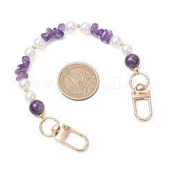 Цепочки для удлинителей сумок из натурального аметиста и круглого пластика с имитацией жемчуга&nbsp;AJEW-BA00147-04