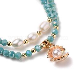 Bracciali tallone tratto vetro sfaccettato&nbsp;BJEW-JB05488-04