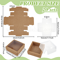 Scatole regalo pieghevoli quadrate in carta per la conservazione&nbsp;CON-WH0110-42C-03