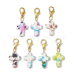 Подвески в форме креста из синтетической бирюзы&nbsp;HJEW-JM02570