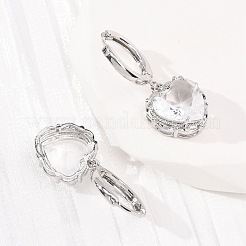 Orecchini a cerchio a forma di cuore in ottone e vetro per San Valentino&nbsp;EJEW-Z164-23P-03