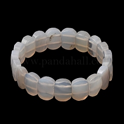 Braccialetti elastici unisex con perline di agata grigia naturale&nbsp;G-K303-01J