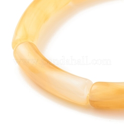 Braccialetto elasticizzato con perline in tubo curvo acrilico con pietra preziosa imitazione&nbsp;BJEW-JB07981-02