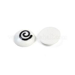 Cabochon in resina rotondi piatti bianchi e neri a forma di cartone animato&nbsp;CRES-Q009-01E