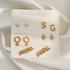 Наборы сережек-гвоздиков из сплава с буквами&nbsp;WH-WG09E3C-01