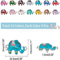 56 шт. 14-цветный цинковый сплав с эмалированными подвесками-слонами&nbsp;FIND-CA0005-18