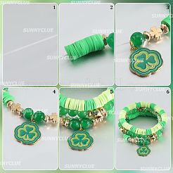 Kit de fabrication de bracelets multicouches en perles d'argile polymère à faire soi-même sur le thème de la Saint-Patrick&nbsp;DIY-SC0028-61