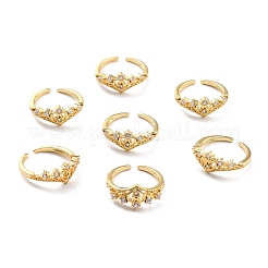 Прозрачное кольцо-манжета в форме сердца из кубического циркония для женщин RJEW-C018-19G