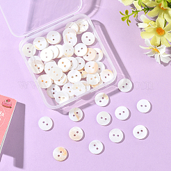 60 шт. пуговицы из натуральной ракушки с 2 отверстиями&nbsp;BUTT-SP0001-16