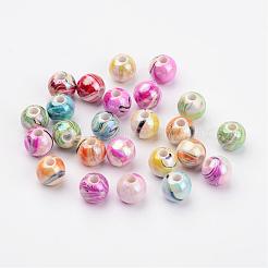 Colore misto rotondo bubblegum chunky colore onda ab stampato perline acriliche&nbsp;X-MACR-Q151B-M