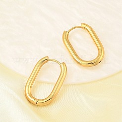 Boucles d'oreilles créoles ovales en acier inoxydable 202 avec placage sous vide PVD&nbsp;EJEW-H003-07G-07