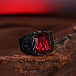 Herren-Fingerringe aus Edelstahl und Glas&nbsp;RJEW-BB29449-D-9
