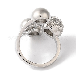 Латунные микро-паве прозрачные кольца с кубическим цирконием&nbsp;LS-RJEW-C098-18P