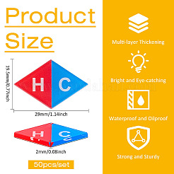 50 шт. самоклеящийся акриловый знак «горячая и холодная вода» для ванной комнаты&nbsp;AJEW-BC0010-07