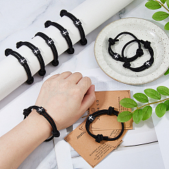 12 шт. браслеты из квадратного сплава с крестообразным плетением из бусин&nbsp;BJEW-DC0001-18