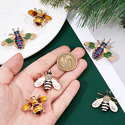 6 шт. 3 стили эмалевых булавки в виде пчел&nbsp;JEWB-FH0002-58