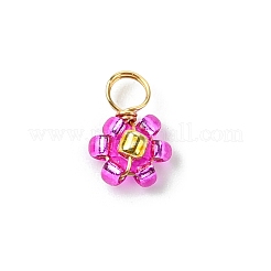 8шт 8 цветных цветочных стеклянных семени бисерных подвесок&nbsp;PALLOY-JF02004-01