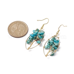 Серьги с подвесками из окрашенной натуральной говлитовой крошки «Древо жизни»&nbsp;EJEW-JE05730-01