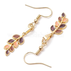 Серьги-подвески из нержавеющей стали 304 с эмалью в виде листа&nbsp;EJEW-JE06260