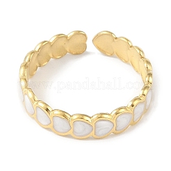 Ионное покрытие (ip) 304 нержавеющая сталь эмаль сердце манжеты кольца для пальцев&nbsp;RJEW-L107-089G-01