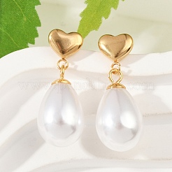 Серьги-гвоздики в форме сердца со слезинкой из нержавеющей стали 304 для женщины&nbsp;EJEW-F366-01G-03