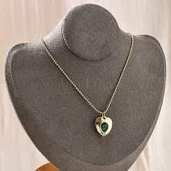 Подвеска из нержавеющей стали 304 с зеленым кубическим цирконием для женщин&nbsp;NJEW-C078-01A-G