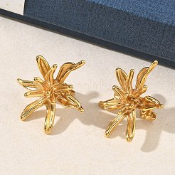 Pendientes de botón de acero inoxidable 304 con diseño de flor para mujer&nbsp;EJEW-K333-08G