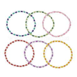 6шт. стеклянные бусины эластичные браслеты для женщин&nbsp;BJEW-MZ00277