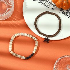 2 шт. эластичные браслеты из натурального черного агата&nbsp;BJEW-JB12673