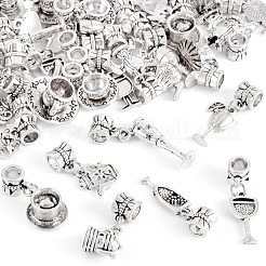 34pcs 17 Arten Legierung europäische baumelnde Charms&nbsp;PALLOY-TAC0263