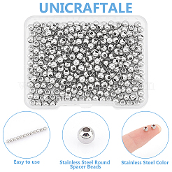 Круглые разделительные бусины из нержавеющей стали 304&nbsp;STAS-UN0058-86B-P