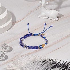 Murano mal de ojo y pulsera de cuentas trenzadas de vidrio&nbsp;BJEW-TA00183-01