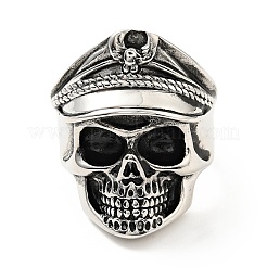 Anillo de dedo con calavera de acero inoxidable 316&nbsp;RJEW-C030-07B-AS