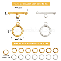 30 set di 2 fermagli a barilotto in ottone colorati&nbsp;KK-SC0002-22