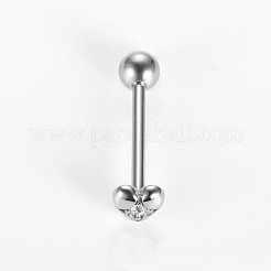 Кольца для языка из хирургической нержавеющей стали 316L с микропаве из прозрачного кубического циркония&nbsp;FS-WG6EDE0-02