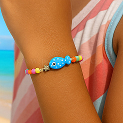 Браслеты из фарфора с бусинами в морском стиле с изображением рыб.&nbsp;LS-YA5775