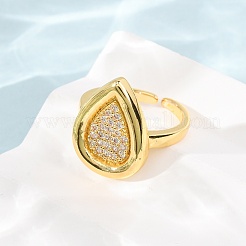 Messing Micro Pave Zirkonia Manschette offene Ringe&nbsp;CU-CBAB3AD-14G