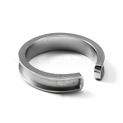 Impostazioni dell'anello del polsino scanalato in acciaio inossidabile 304&nbsp;RJEW-WH0009-01D