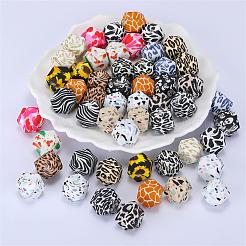 Cuentas de silicona estampadas con estampado de colores&nbsp;SI-JX0022A-17