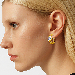 2 пара двухцветных сережек-гвоздиков из сплава со стразами&nbsp;EJEW-HY0001-60