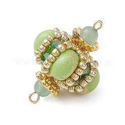 Подвески-соединители в форме ромба из окрашенной синтетической императорской яшмы и стеклянных бусин ручной работы&nbsp;PALLOY-MZ00960-04