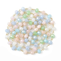 Гальванические стеклянные граненые цепочки рондель ручной работы из бисера&nbsp;AJEW-SZ0002-41B