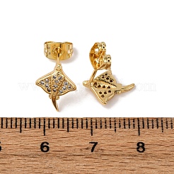 Boucles d'oreilles en laiton zircon cubique micro pavé clair&nbsp;EJEW-D328-04G-01