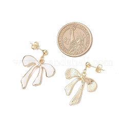 Серьги-гвоздики с бантом из сплава с эмалью&nbsp;EJEW-JE06448-02