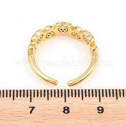 Anillos abiertos de latón con micropavé de circonitas cúbicas transparentes&nbsp;RJEW-T028-01B-G