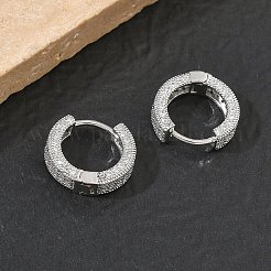 Damen-Creolen mit Mikropavé aus Messing mit Zirkonia&nbsp;EJEW-A167-19P-02