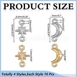 40 pz 4 stili 304 acciaio inossidabile mezzaluna e stella connettori charms&nbsp;STAS-HY0002-07